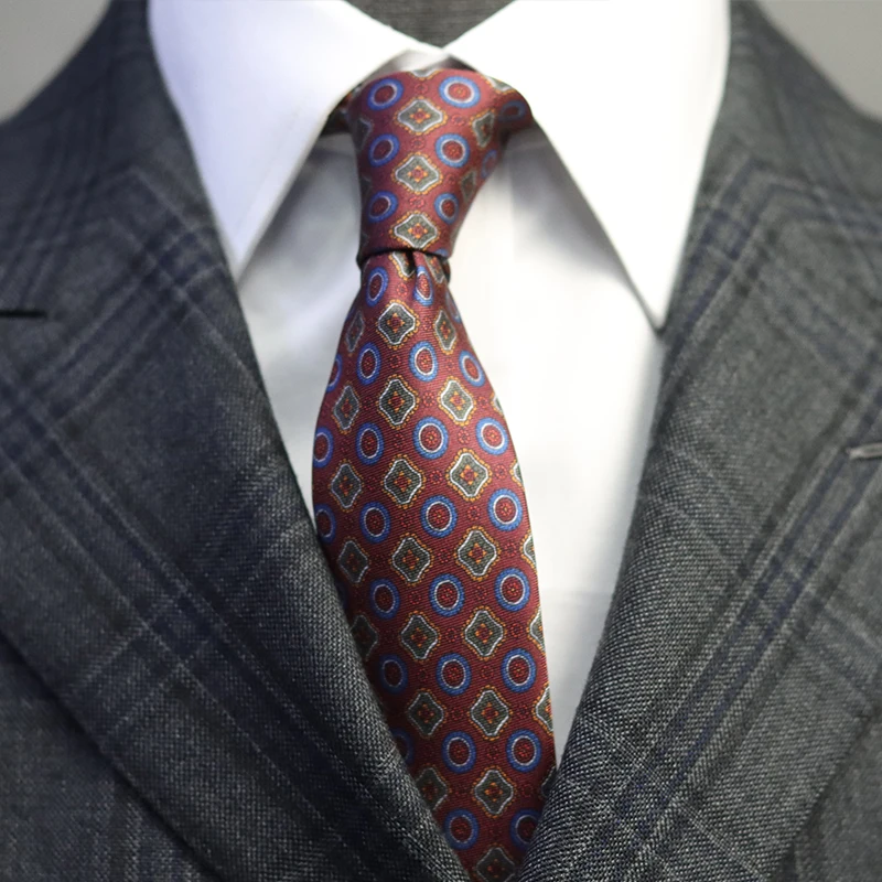 High Quality 100% Silk Tie Handmade Durable Exquisite Grosgrain Tie Repeating Flower  Men Necktie 8.5cm