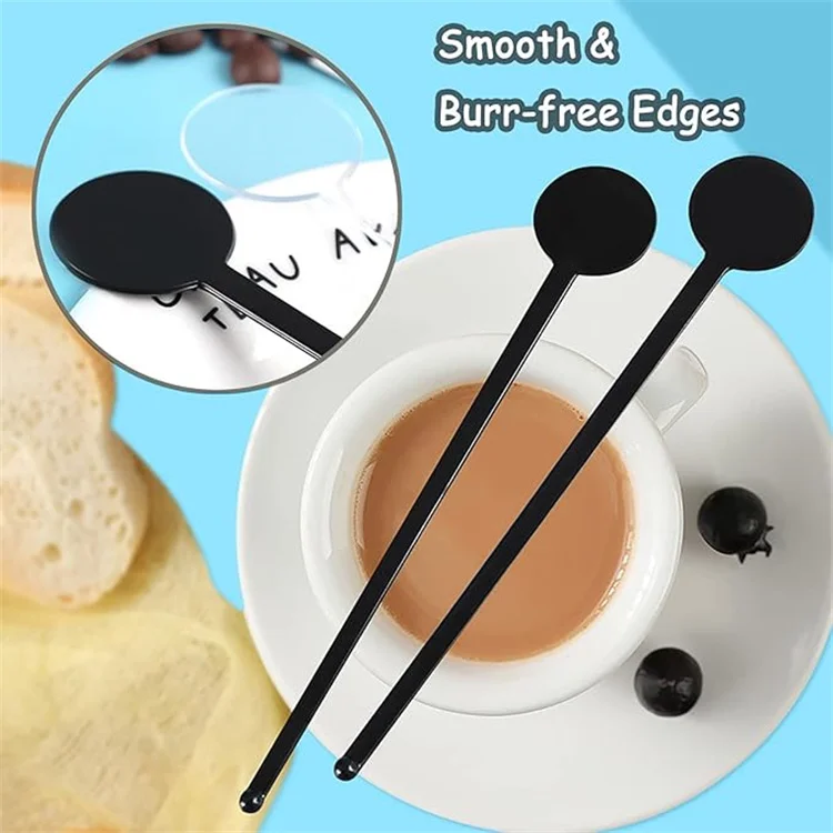 Cocktail Swizzle Sticks Plastic Disc Top Drink Stirrers Transparent Bar Drinks Mixing Rod for Coffee Whiskey Beverage