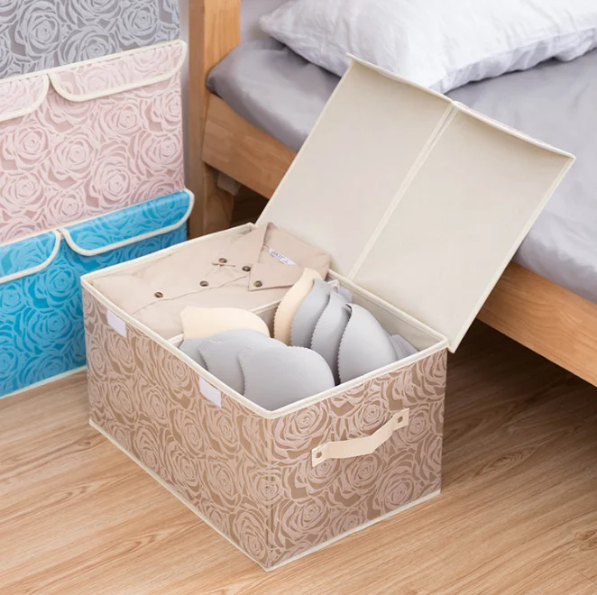 High Quality Non Woven Fabric Foldable Clothing Storage Box for Heavy-duty Organization with Folding Lid