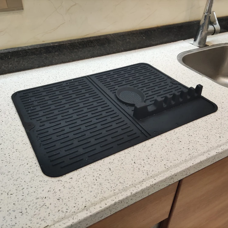 GOURMAID Hot Sales Silicone Draining Mat Silicone Placemat Dish Drying Mat