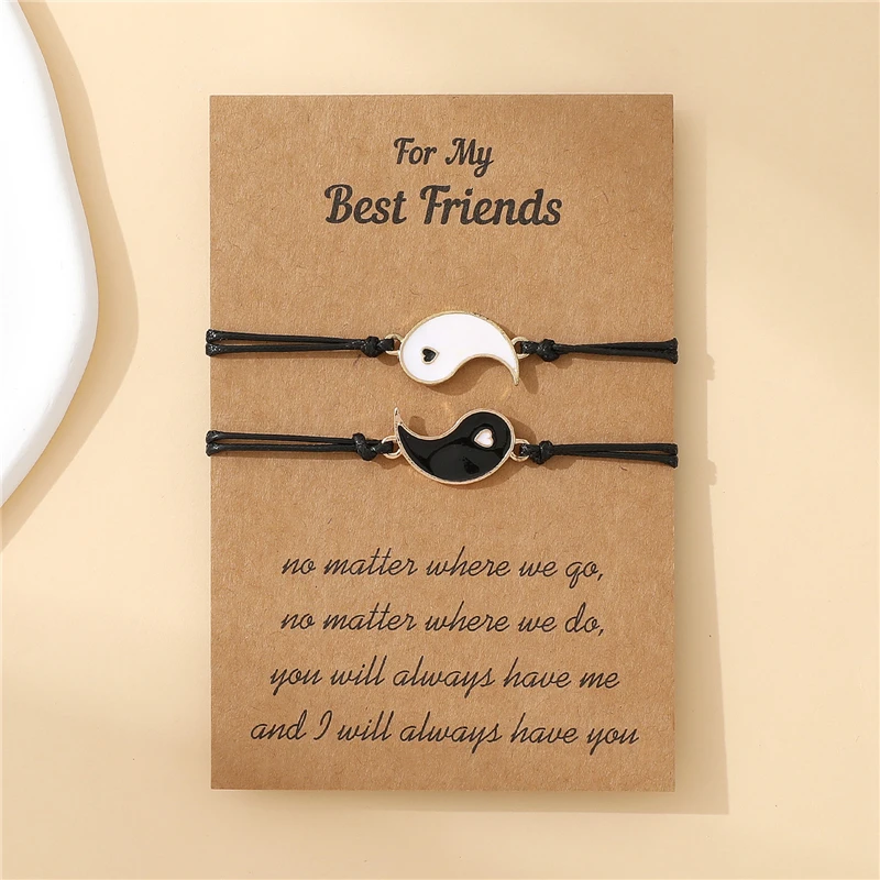 Hot Sale Yin Yang Tai Chi Bracelet Friends And Couples Bracelet Simple Handmade Braided Bracelet For Women