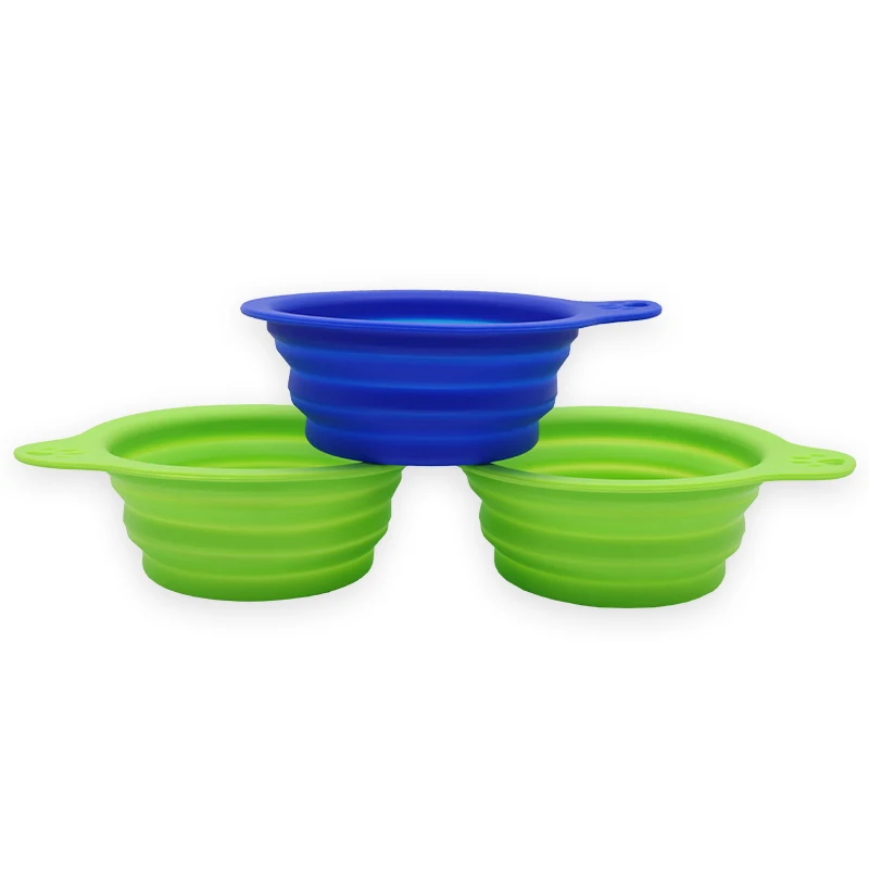 silicone foldable pet bowl portable collapsible travel feeders for cats dogs travel folding feeders premium customized