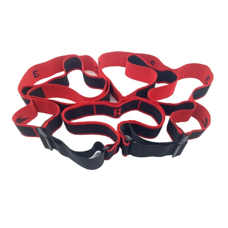 Yoga Number Print Exercise Retractable Long Stretch Multi-functional  Red Adjustable Buckle Training Belt Resistance Band