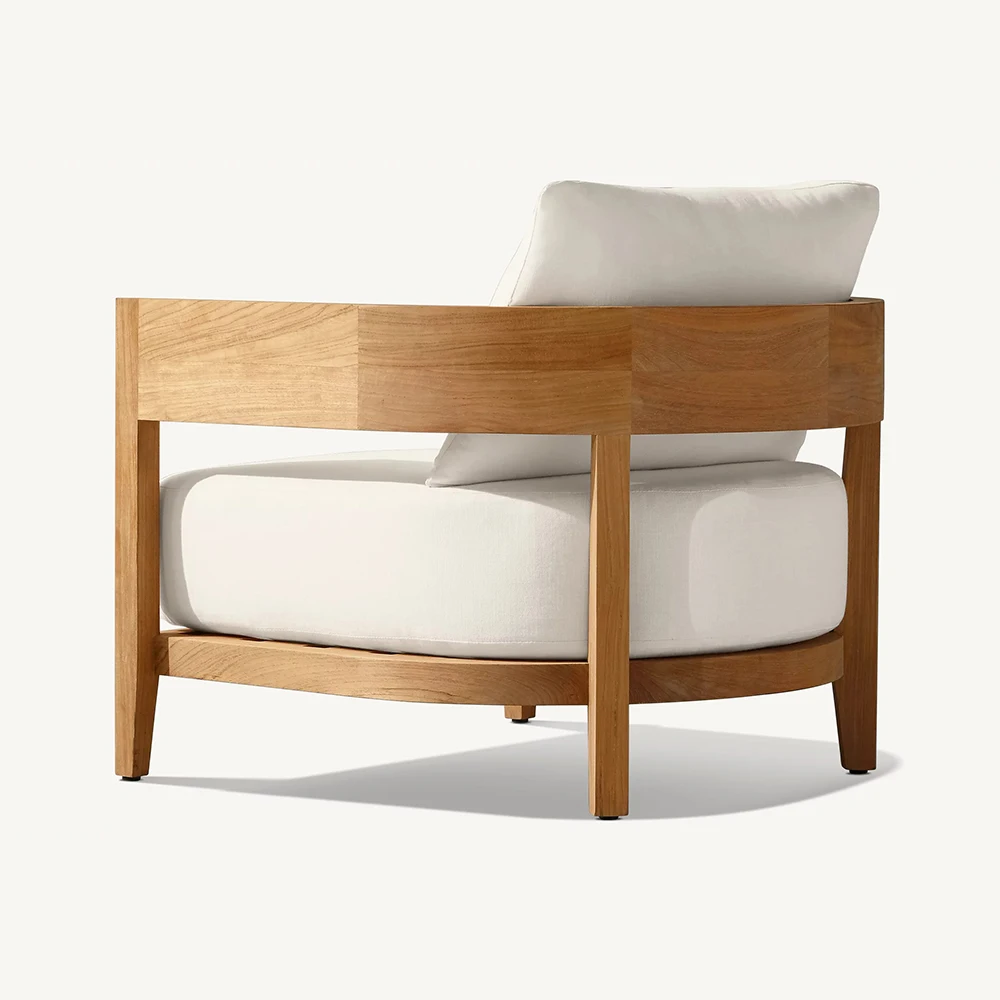 Defaico 2024 Modern Premium Teak Lounge Chair Luxury Balmain Teak Outdoor Furniture Set for Patio