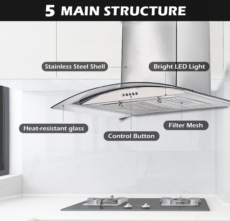 Smart kitchen extractor hood 90cm black celling mounted kitchen hood for the smoke with filters