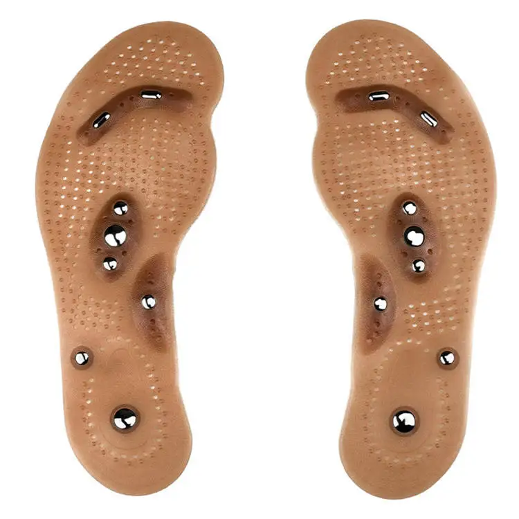 Free Sample Comfortable 8 Magnet Brown Sports Insoles Acupressure Magnetic Massage Foot Therapy Reflexology Pain Relief Insole