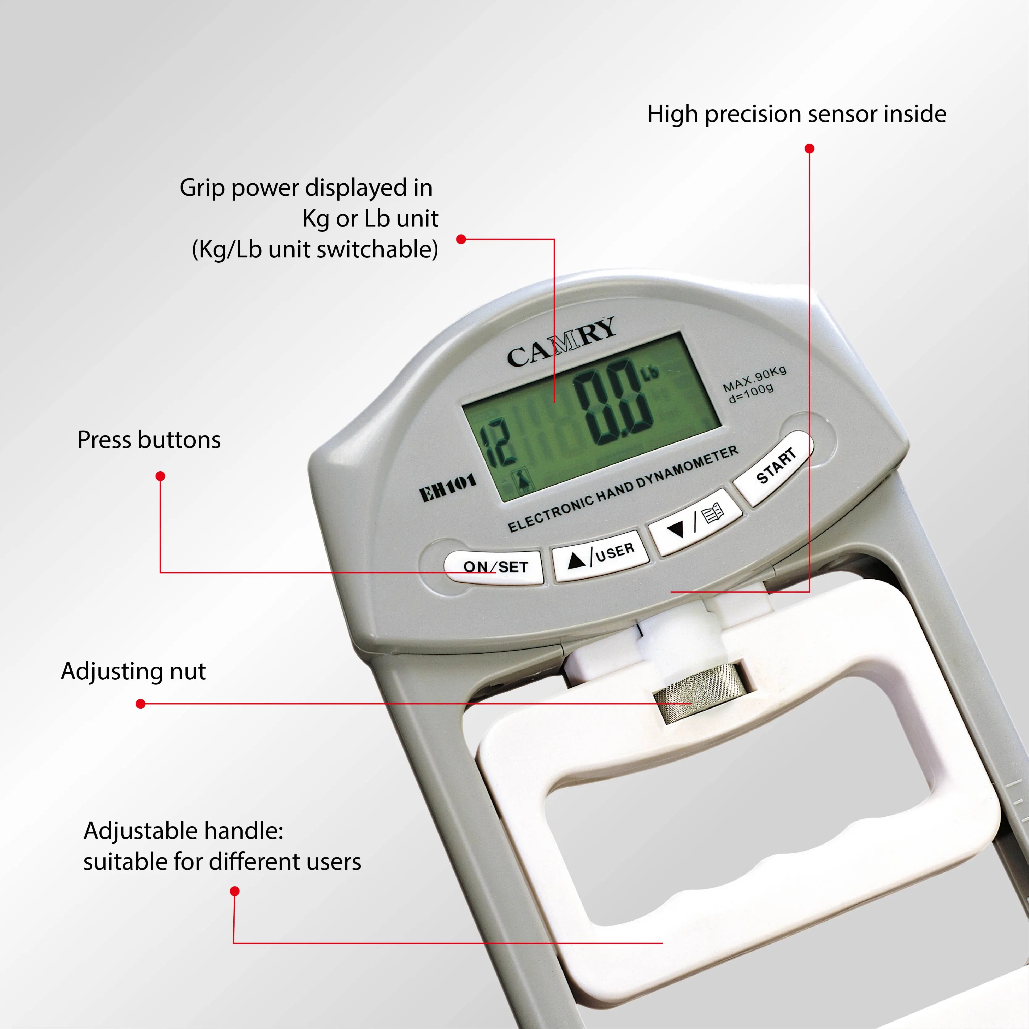 Home Portable Muscle Finger Strengthener Electronic Digital Adjustable Hand Dynamometers Grip Trainer Gripper Strength Tester