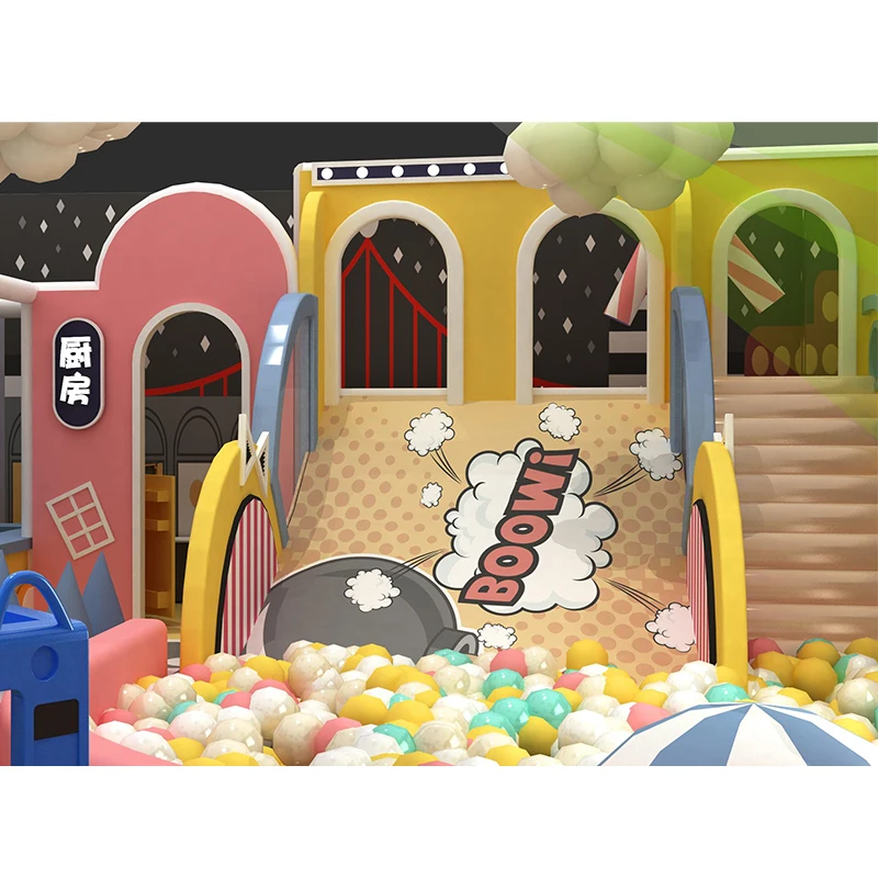 Leqi Factory Commercial Soft Play Kids Indoor Playground with Big Slides Soft Play