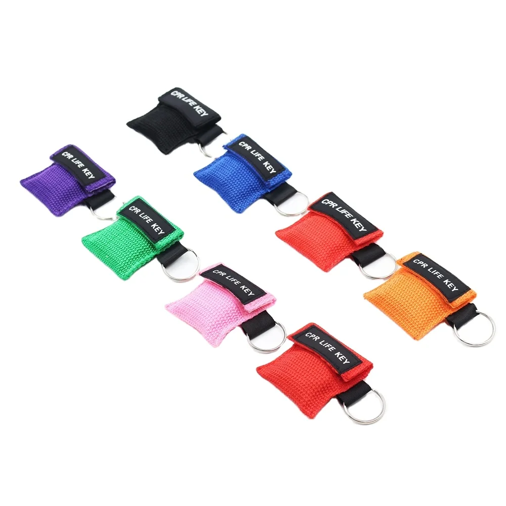 Wholesale disposable free breathing barrier face shield life key keychain training cpr mask