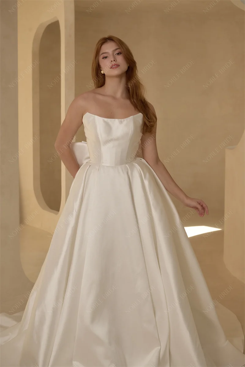 High Quality Manufacturer Custom Made Satin Wedding Dress New Design Bridal Gown For Wedding Day Wear