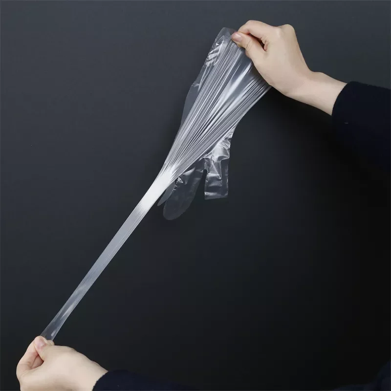 Clear Plastic Disposable Food Grade Kitchen Embossed Poly Pe Gloves