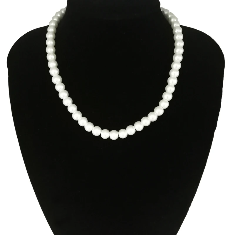 Высокое качество белое жемчужное ожерелье 8 мм круглые бусины искусственный жемчуг колье свадебное нежные украшения для женщин