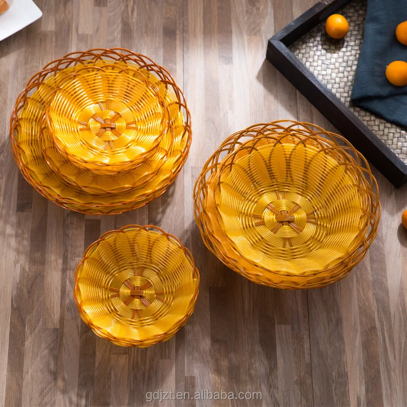 Woven Poly-Wicker Basket PP Material Tabletop Serving Basket for Bread Fruit Vegetables Snacks-for Serving & Display