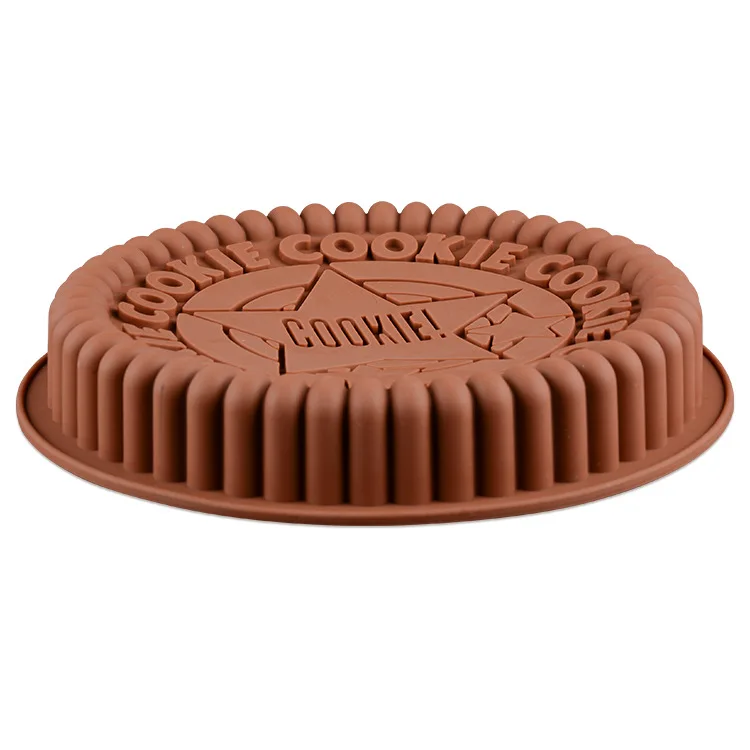 Hot selling design silicone cake mold pan pizza tray bakeware 7.5 inch large size round oreo cookie mold