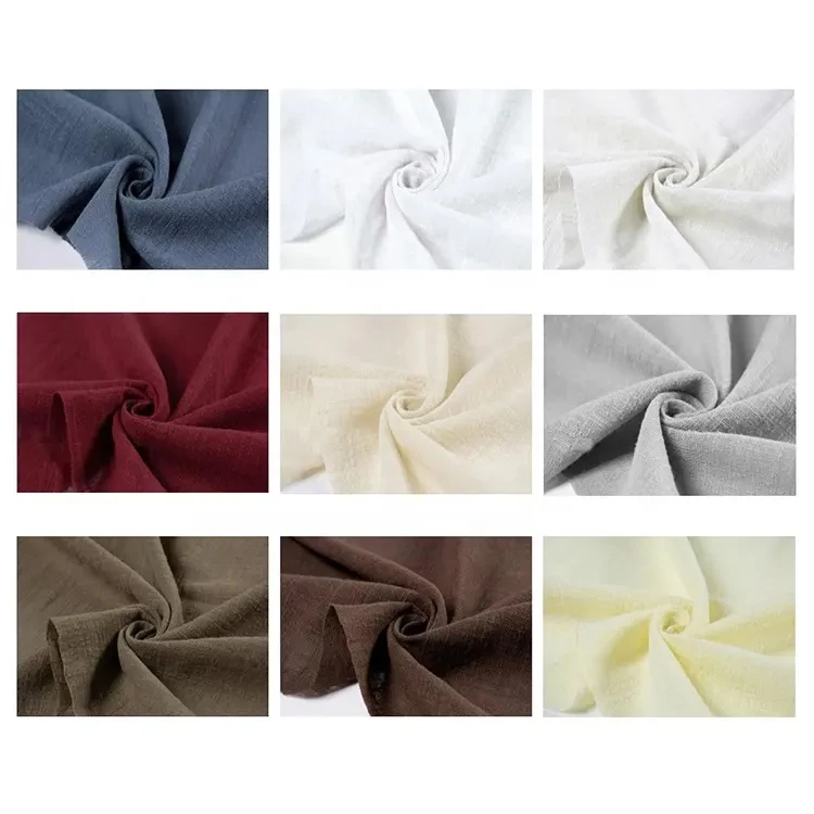 Low MOQ Cheap Free Sample in Plain 150gsm Soft White 100 Linen Cotton Blend Fabric for Garment
