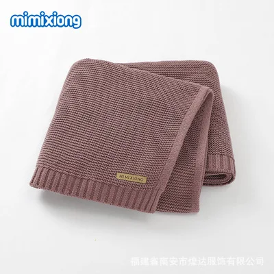 Wholesale 100% cotton plain knitted baby blanket for Baby Boy And Girl