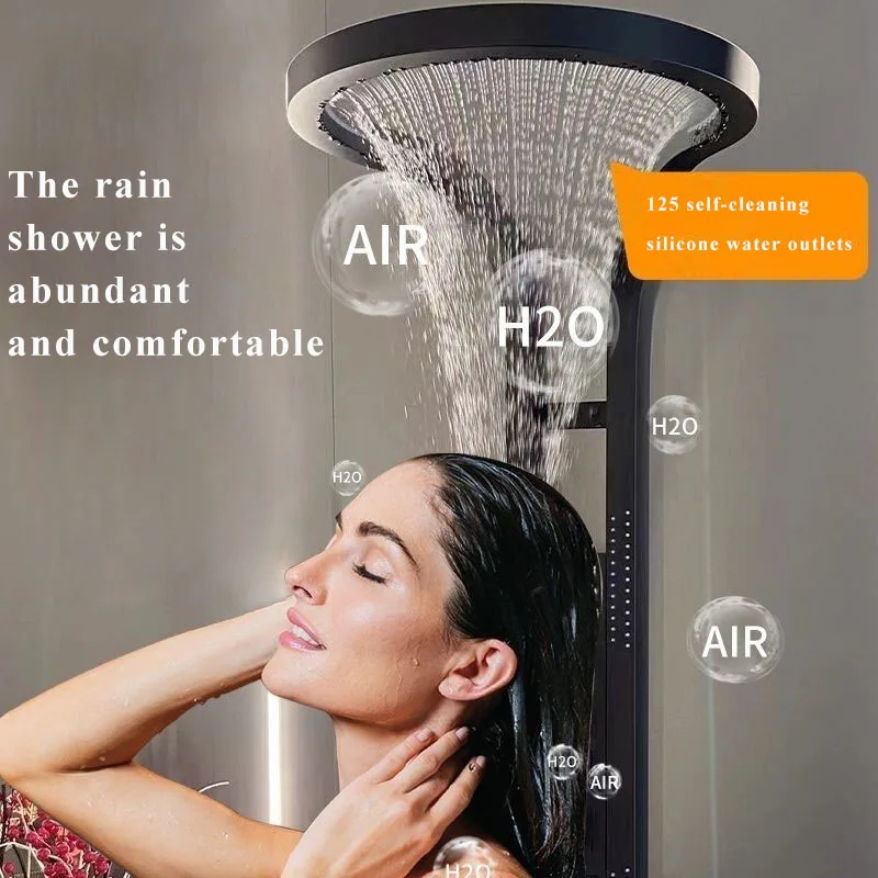 New Smart Black Multifunction Bathroom shower panel luxuriant Waterfall Rainfall Shower Panel Luxury Shower Massage Panel