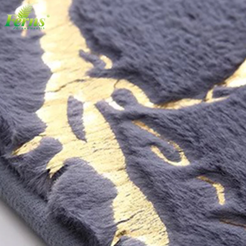 Cheap Wholesale Luxury Golden Foiled Rabbit Fur Fluffy shower mat Non-slip Absorbent Bath Mat