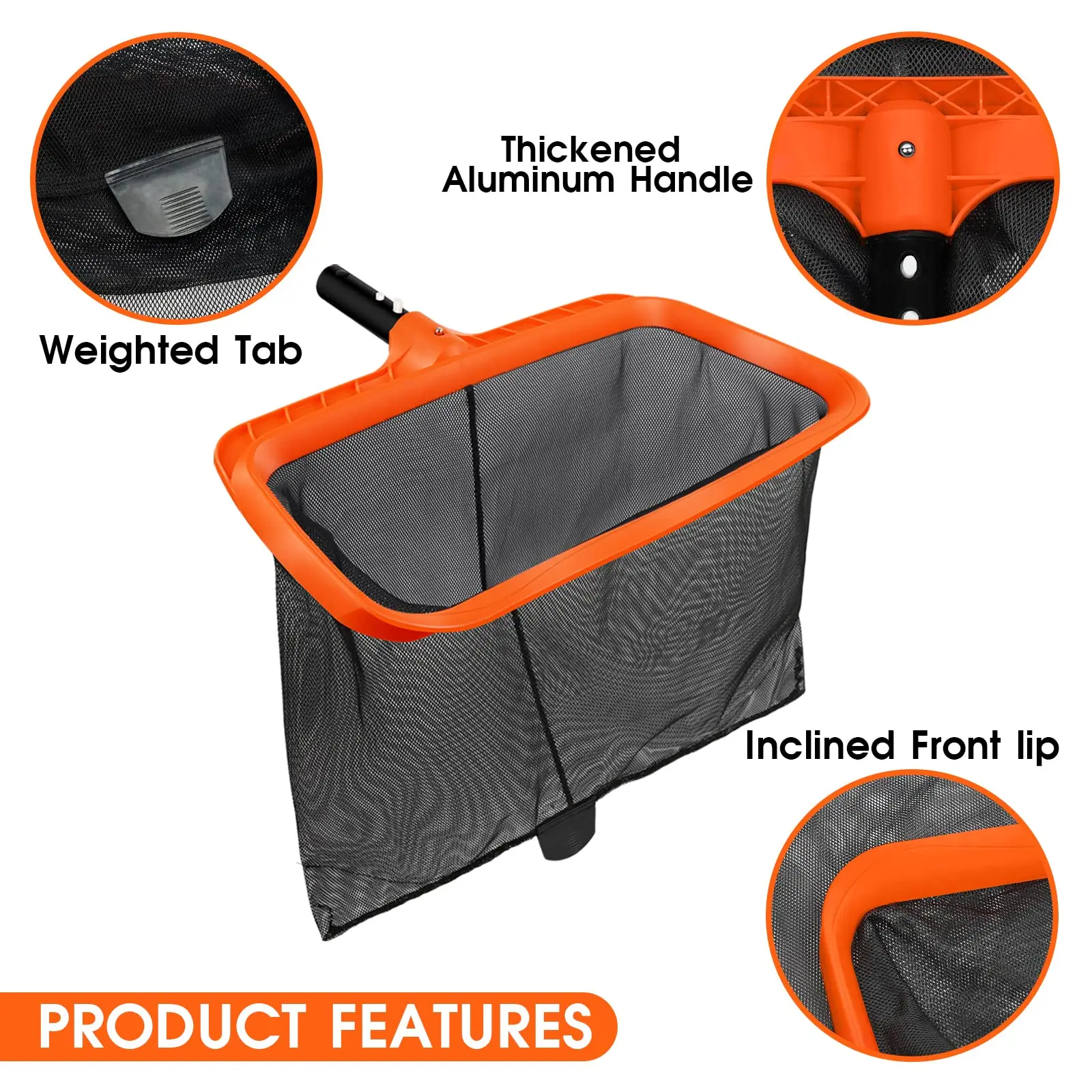 Pool skimmer durable leaf rake cleaning net deep water leaf pool net pool skimmer net heavy duty leaf rake cleaning