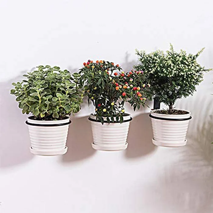 8Inch dia collapsible customized holding planter flower plant pot wall mounted metal bracket holders Hook hanger shelf rings