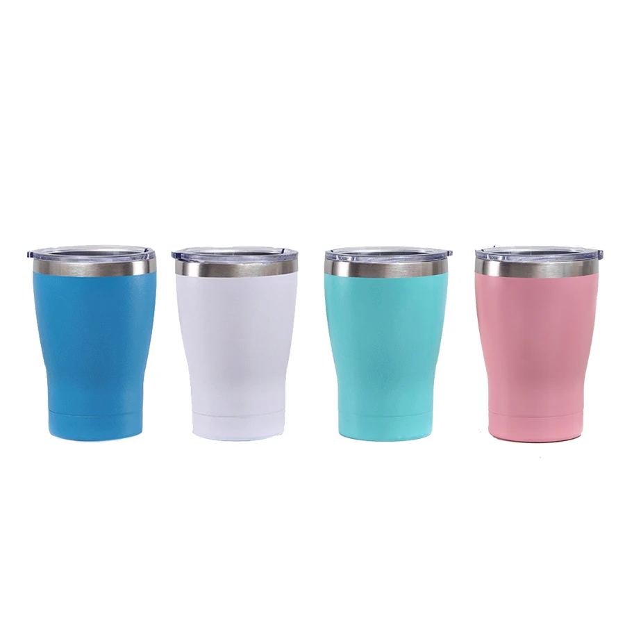 Wholesale Custom Luxury 350ML Wrapped Frosted Double Wall Blank Navy Blue Champagne Drink Tumbler Cups