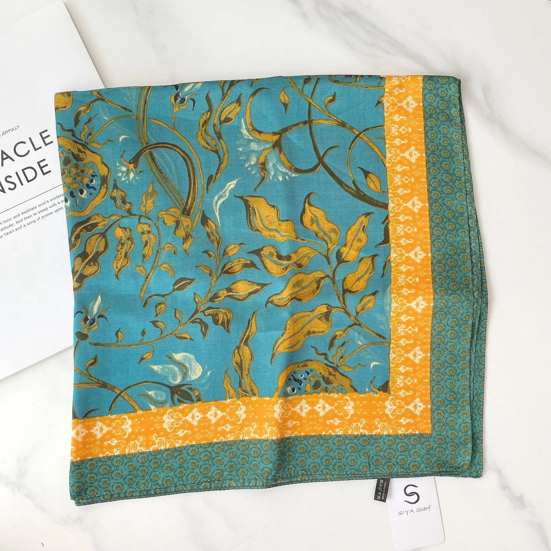 Женский квадратный шарф с цветочным принтом, модный профессиональный шарф из полиэстера, повязка на голову для весны и лета