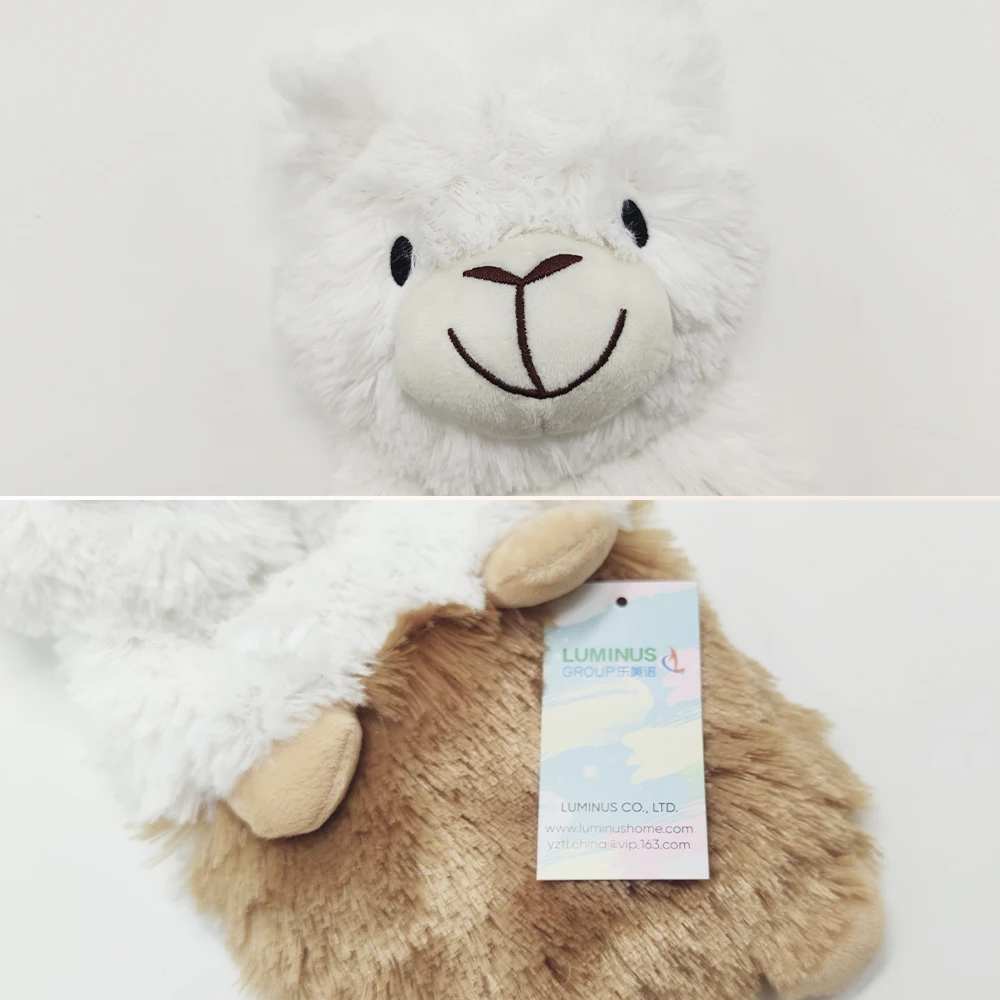 Free sample cute alpaca shape microwave heat bag for winter hand warmer