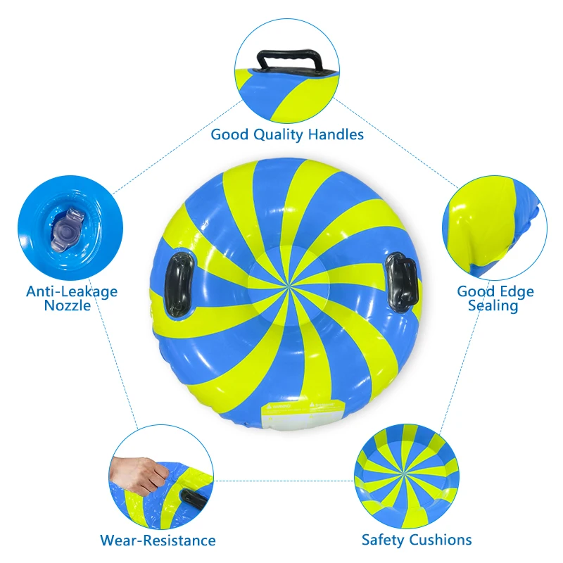 OEM&ODM Winter Outdoor High Quality Durable Safe Fun Heavy Duty PVC inflatable Sled Snow tube Sports Toys for Kids