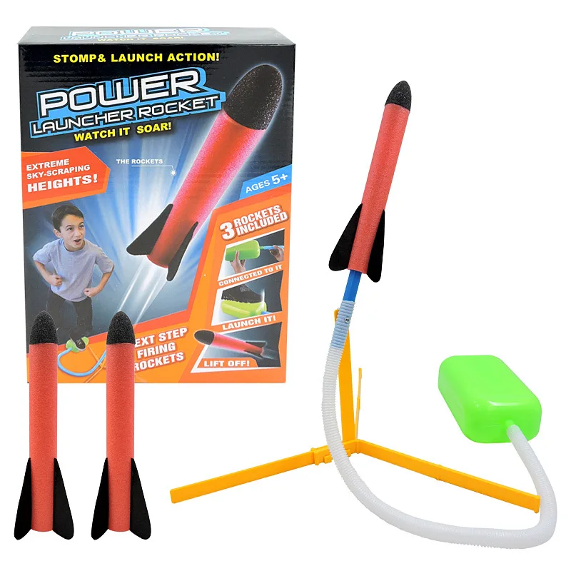 Outdoor Toys Eva Foam Rocket Launcher Toy For Kids Boys Military Model Jumping Flying Cool Foam Pump Rocket Launcher Rocket Toys