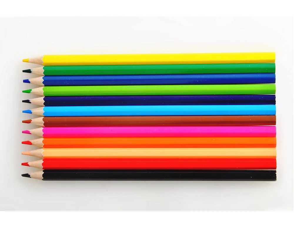 wholesale customized logo 7 inches basswood hexagonal 12 colors pencil for kids