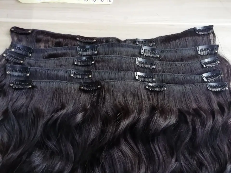 Mona hair extensions Instant Length and Volume Clip-In Hair Extensions Pure and Unprocessed Human Hair Weft Double Weft