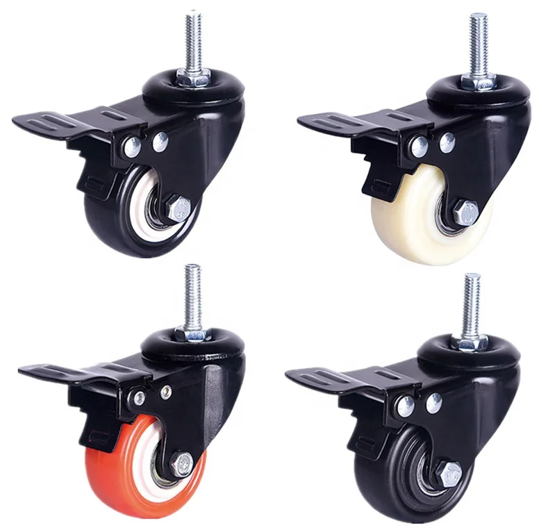1.5 /2 /2.5 3 inch Universal Screw Sewing Machine Universal Caster PVC PU Caster Black Orange Caster Wheel