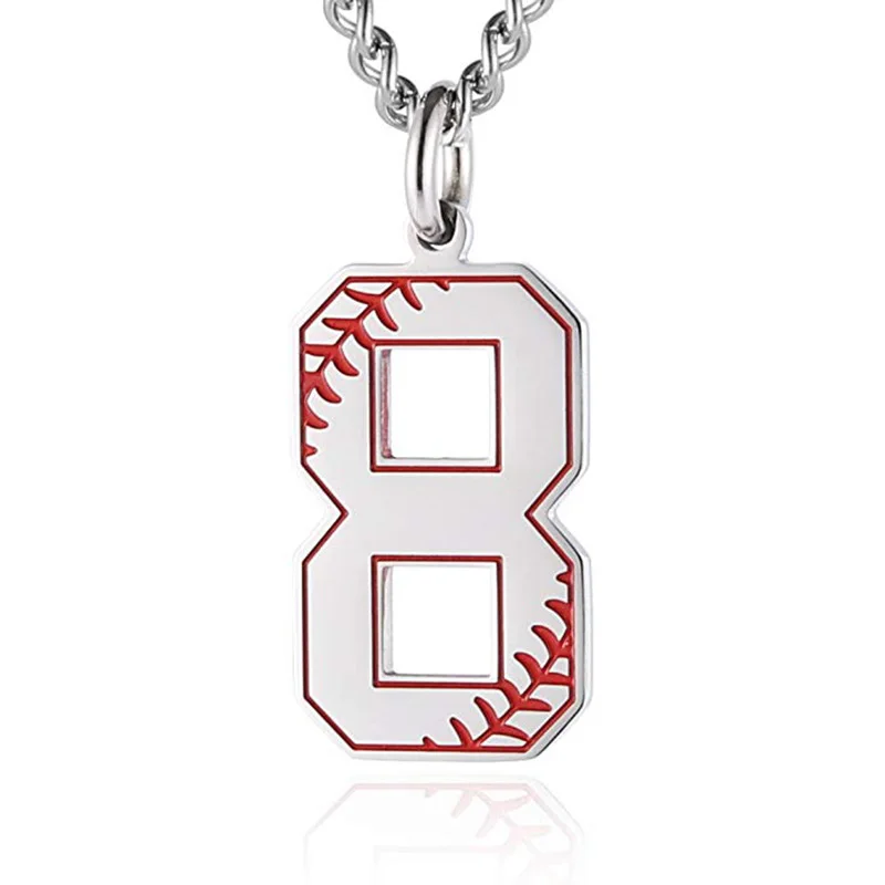 Fashion Baseball Number Necklace Stainless Steel Jewelry for Women Men