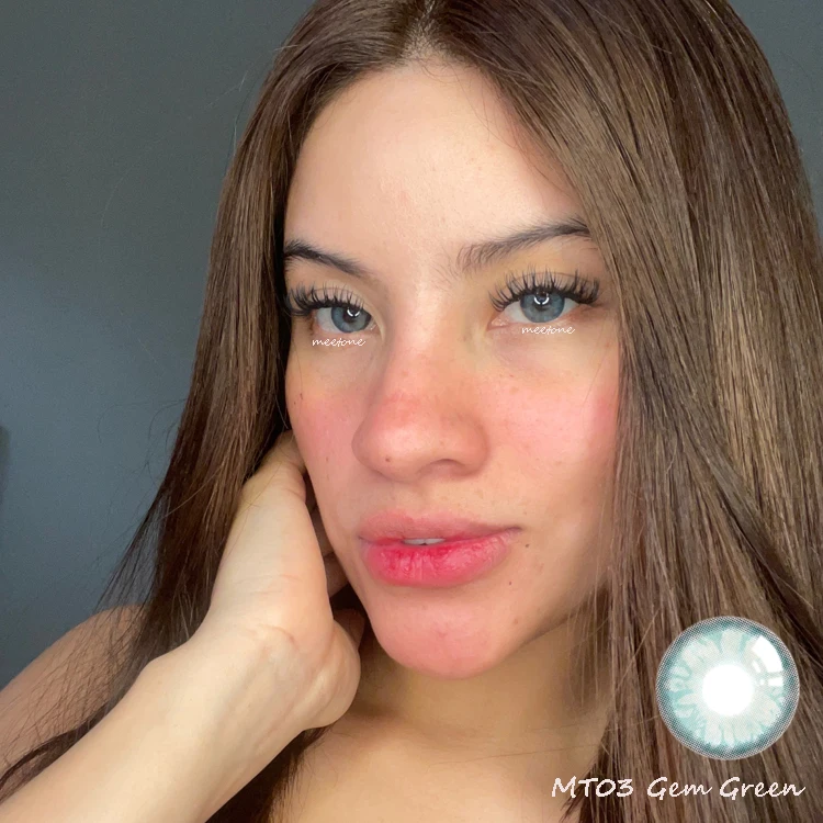 Private logo wholesale cheap price Meetone Gem green fresh colors 2 tone lady eye beauty color contact lenses