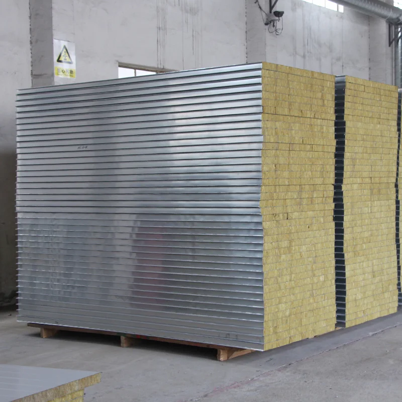RocK wool 60-150 Kg/M3 Building Material Rockwool Wall Panel Rock Wool Board rock wool colour steel plate
