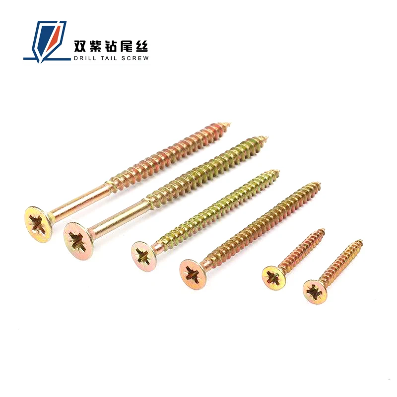 Yellow Zinc White Zinc Pozi Drive double CSK Head Fiber wood Screw Chipboard Screw