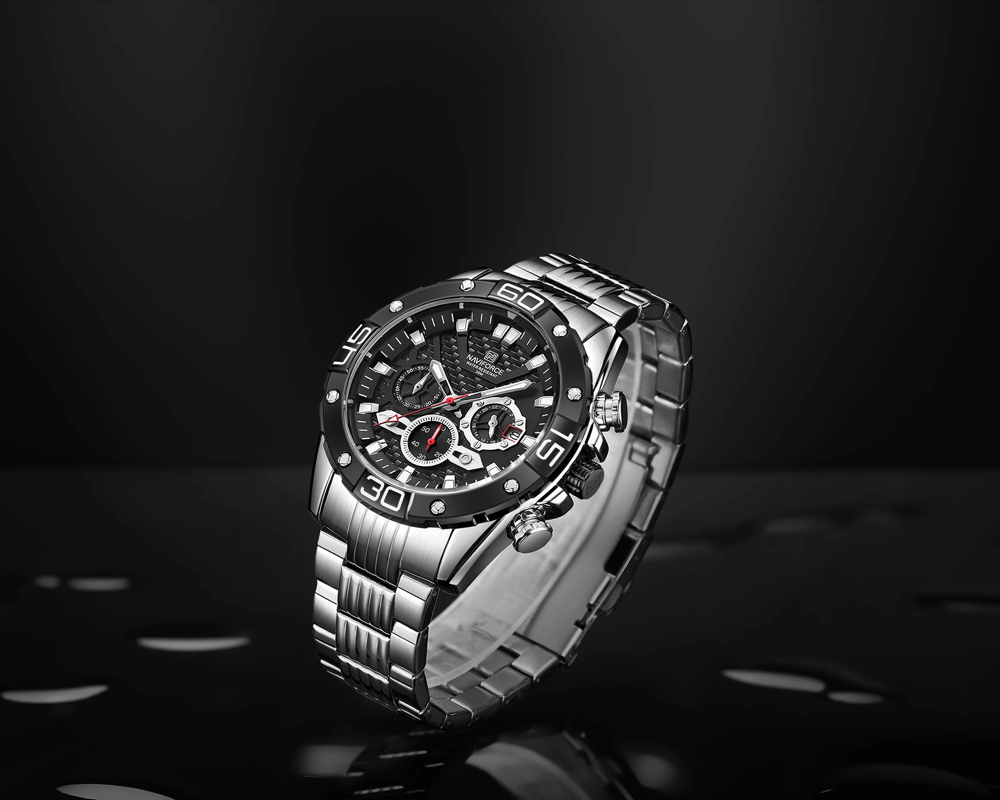 NAVIFORCE NF8019 high quality made in china men hour stylish Stainless steel  band waterproof watch character Casual wrist watch