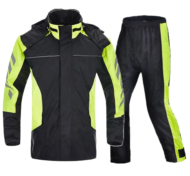  Factory Custom Waterproof Windproof Rainwear Rain Jacket Pants Mens Delivery Club Uniforms for Motor Cycling Clothes Seam