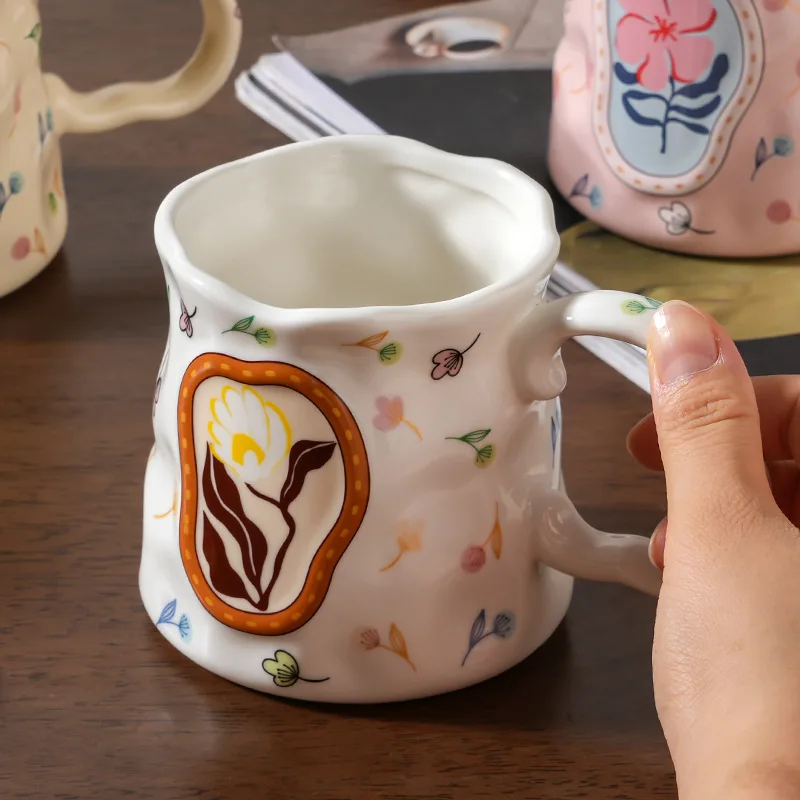 New 380ml Dream flower cluster Ceramic mugs coffee milk cup women flowers tea water cups ceramic coffee milk mug cups