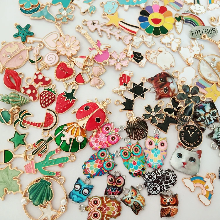 Liberty Gifts new fashion enamel clouds hippocampus owl lips perfume bottle mixed regular small charms for kids making bracelet