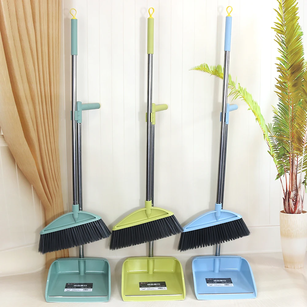 Broom and dustpan dust pan and broom combo set/long handle standing upright dustpan with broom for home office industry lobby