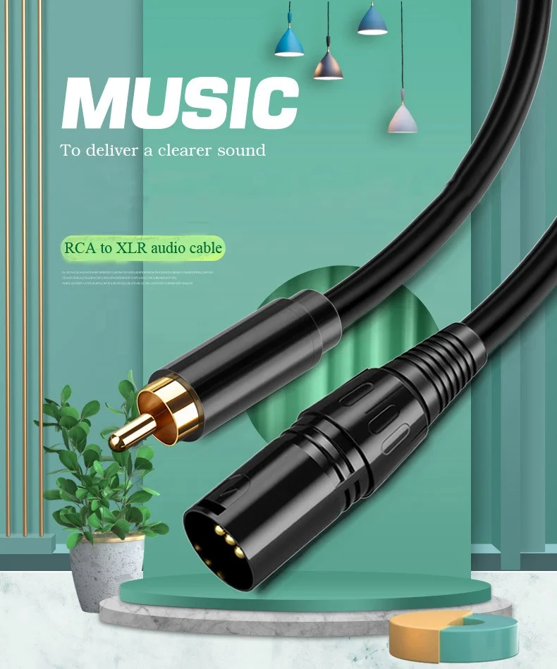 Hifi professional RCA to XLR audio cable male female xlr to rca male to male speaker cable 0.5M 1M 1.5M 2M 3M 5M