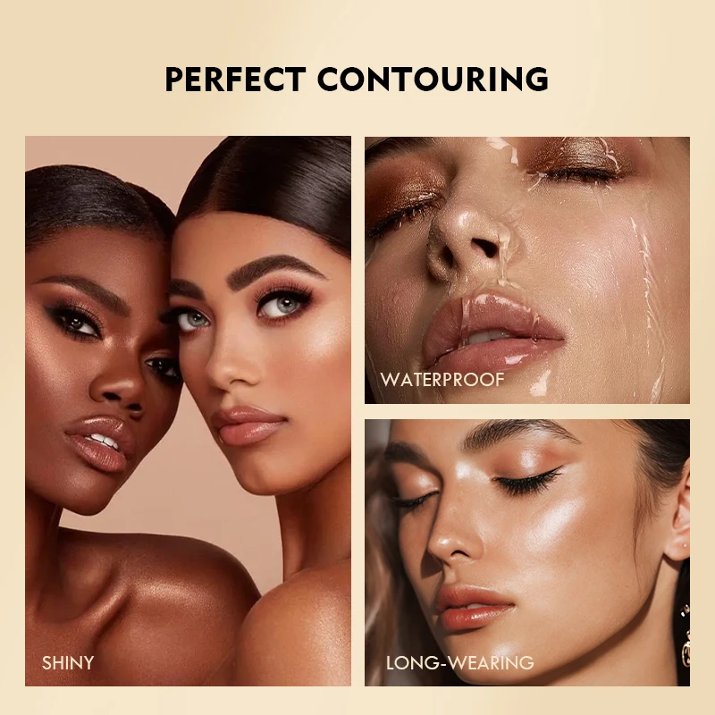 Pudaier New Glow Highlighter Waterproof Makeup Shimmering Glitter Eye lip Face Body Highlight 10 Colors Liquid Highlighter