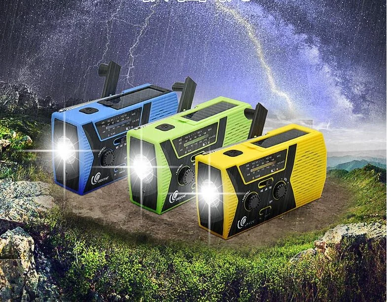 Hand Crank Emergency Weather Radio with Solar Panel NOAA/AM/FM Radio USB Phone Charger Camping Flashlight Read Lamp for SOS