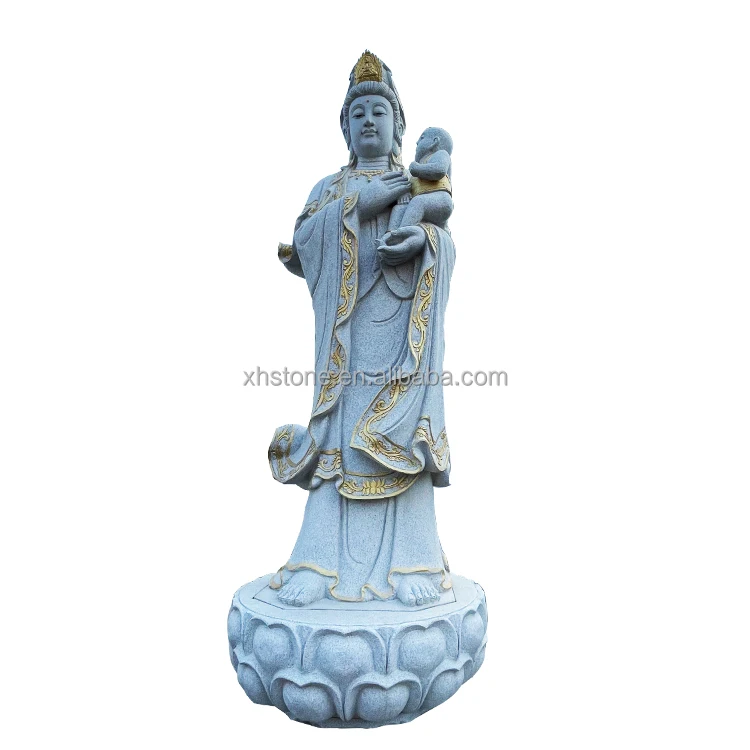 Chinese Customized Garden Outdoor Stone Carved Large Guanyin Buddha And Kwan Yin Statue Sculptures For Sale