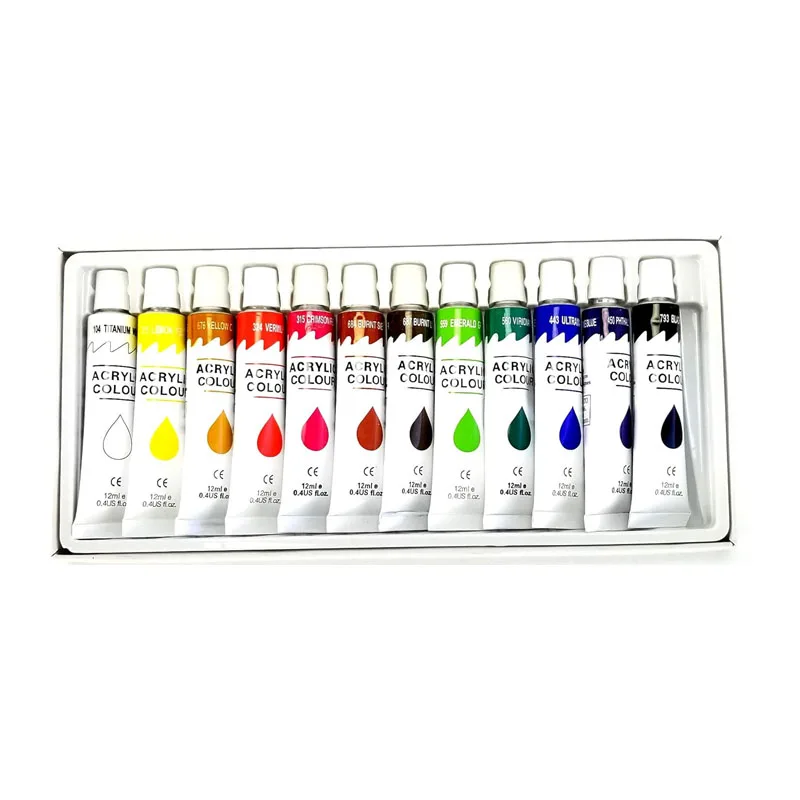 Art supplies 12 /24 Colors Acrylic Paint set custom Aluminum Tube Painting Pigment watercolor paint