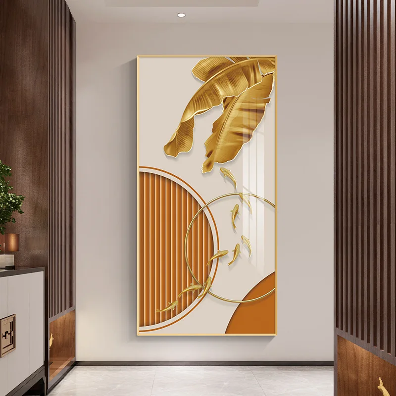 Factory Price Luxury Frame Hotel Lobby Decoration Golden Leaves Home Decorative Accessories Wall Painting