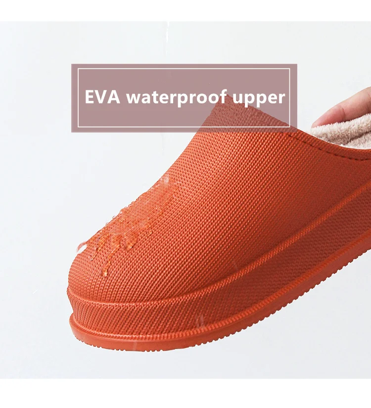 Customized Color LOGO EVA Material Waterproof Winter Women Warm Home Slippers with Memory Foam