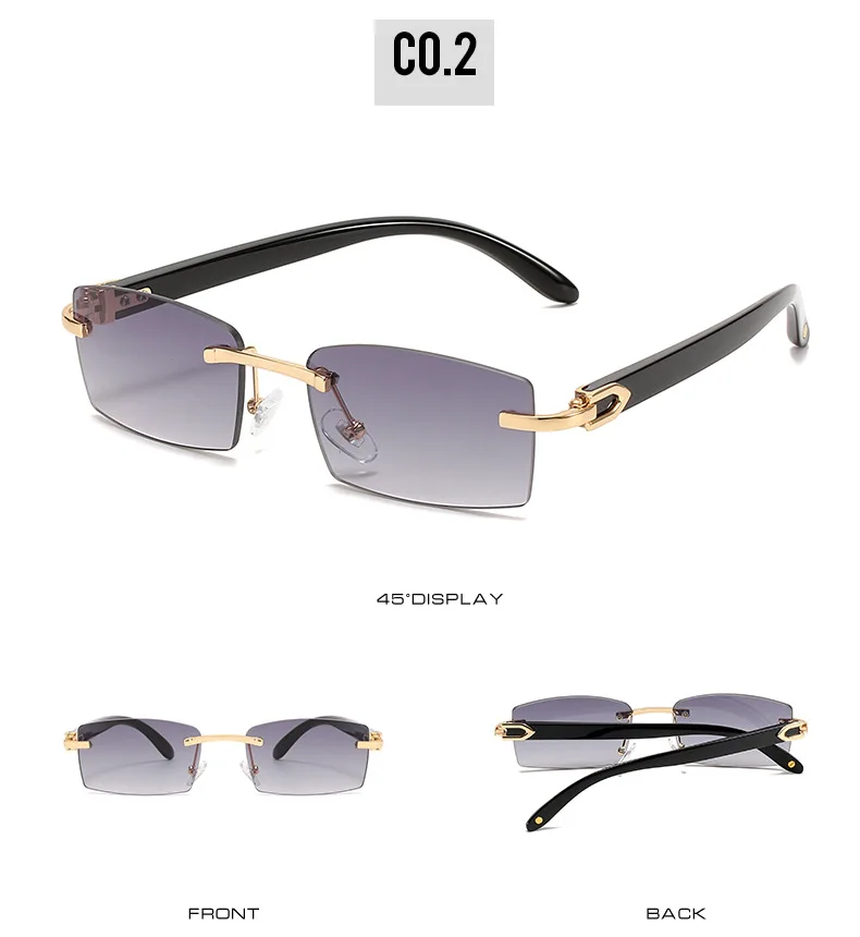 2022 Upscale Custom Men Ivory Color Buffalo Horn Shape Fashion Small Square Trendy Rimless Sun Shades Glasses