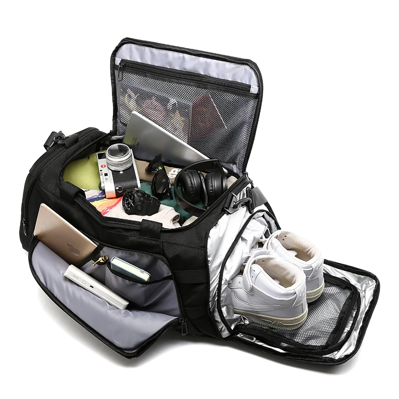 3 in 1 Mid-to-high-end Large capacity Organizer Outdoor Duffel Bag Waterproof Oxford Travel Bags Sport Gym Bag Unisex  Black